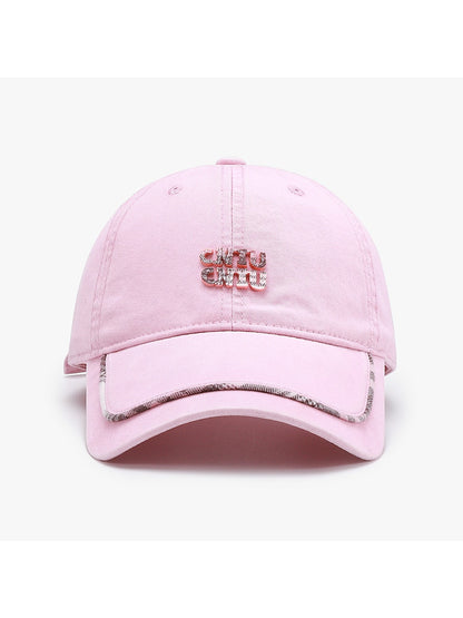 Haila - Simple Letter Detail Curved Brim Baseball Cap