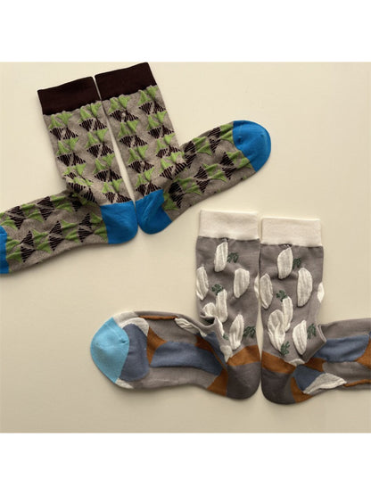 Rufia - Abstract Geometric Pattern Crew Socks product image 2