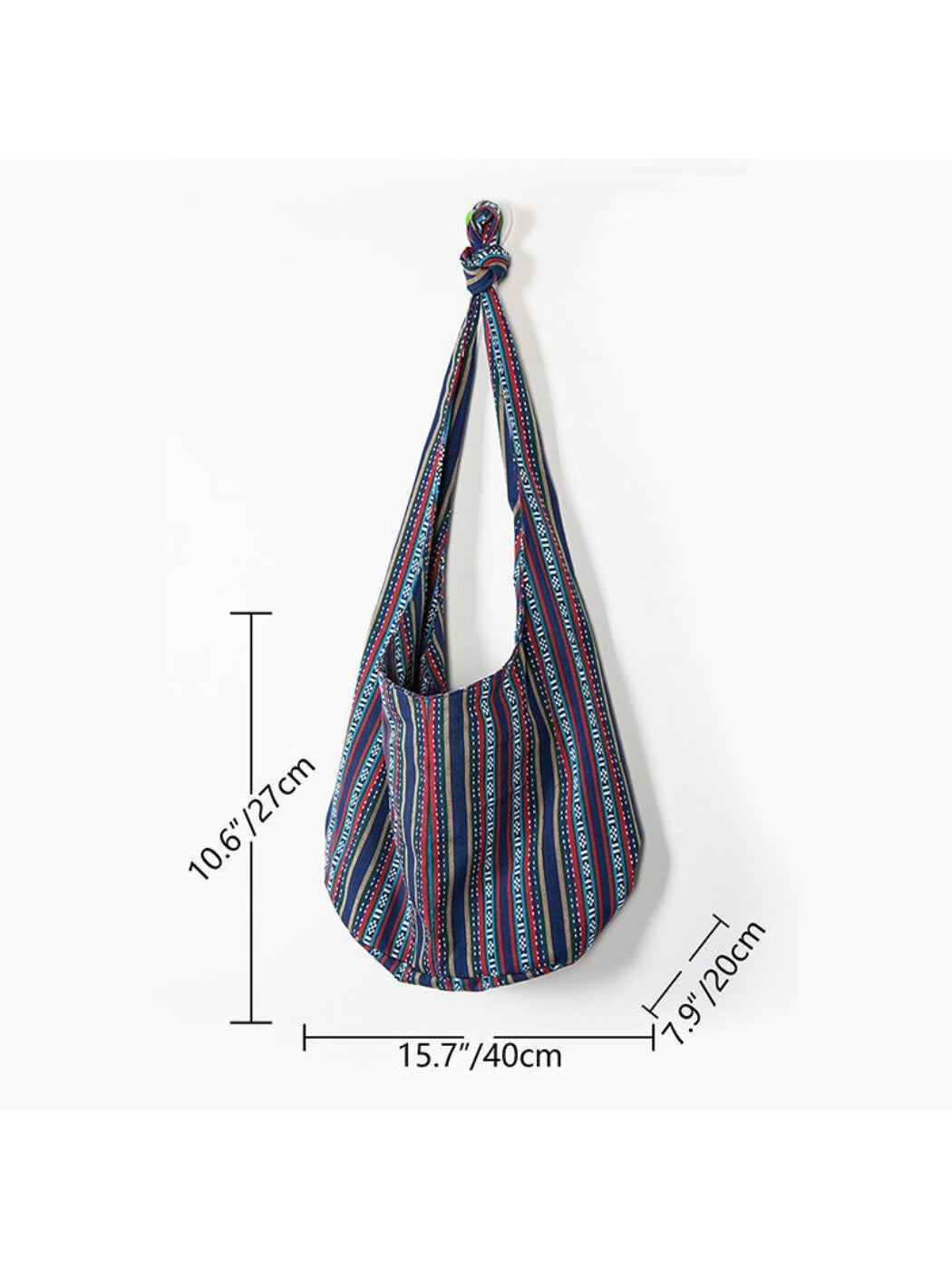 Close-up of Cosbai striped slouchy crossbody bag fabric and pattern