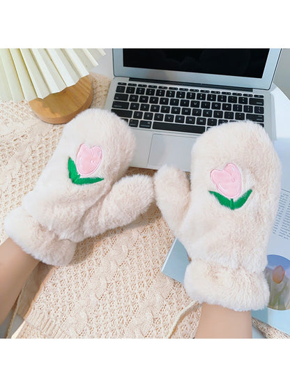 Gloving - Tulip Accent Plush Winter Mittens