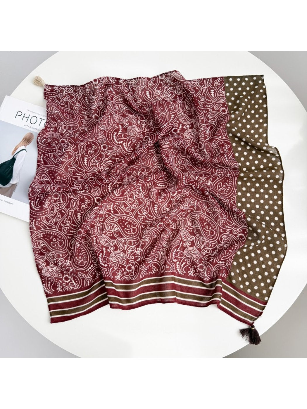 Scarvii - Three Prints Patchwork Pattern Square Scarf