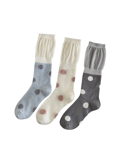 Rufia - Colorblock Polka Dot Casual Crew Socks