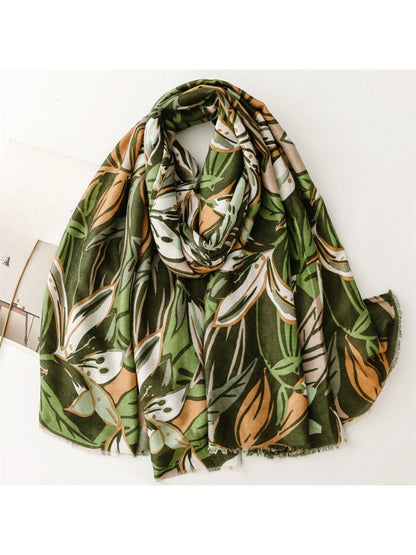 Scarvii - Modern Leaf Motif Printed Scarf