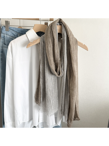 Scarvii - Color Block Crinkle Fringe Scarf