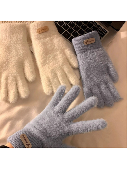 Gloving - Fuzzy Texture Ribbed Cuff Gloves