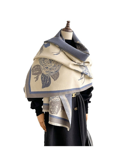 Scarvii - Floral Border Fringed Shawl