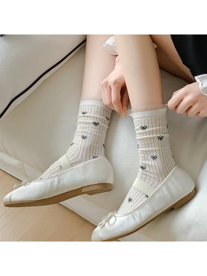 Rufia - Spring Casual Bow Accent Crew Socks