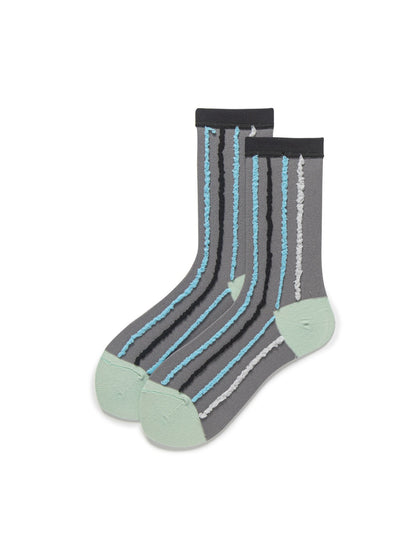 Rufia - Contrast Stripe Textured Crew Socks