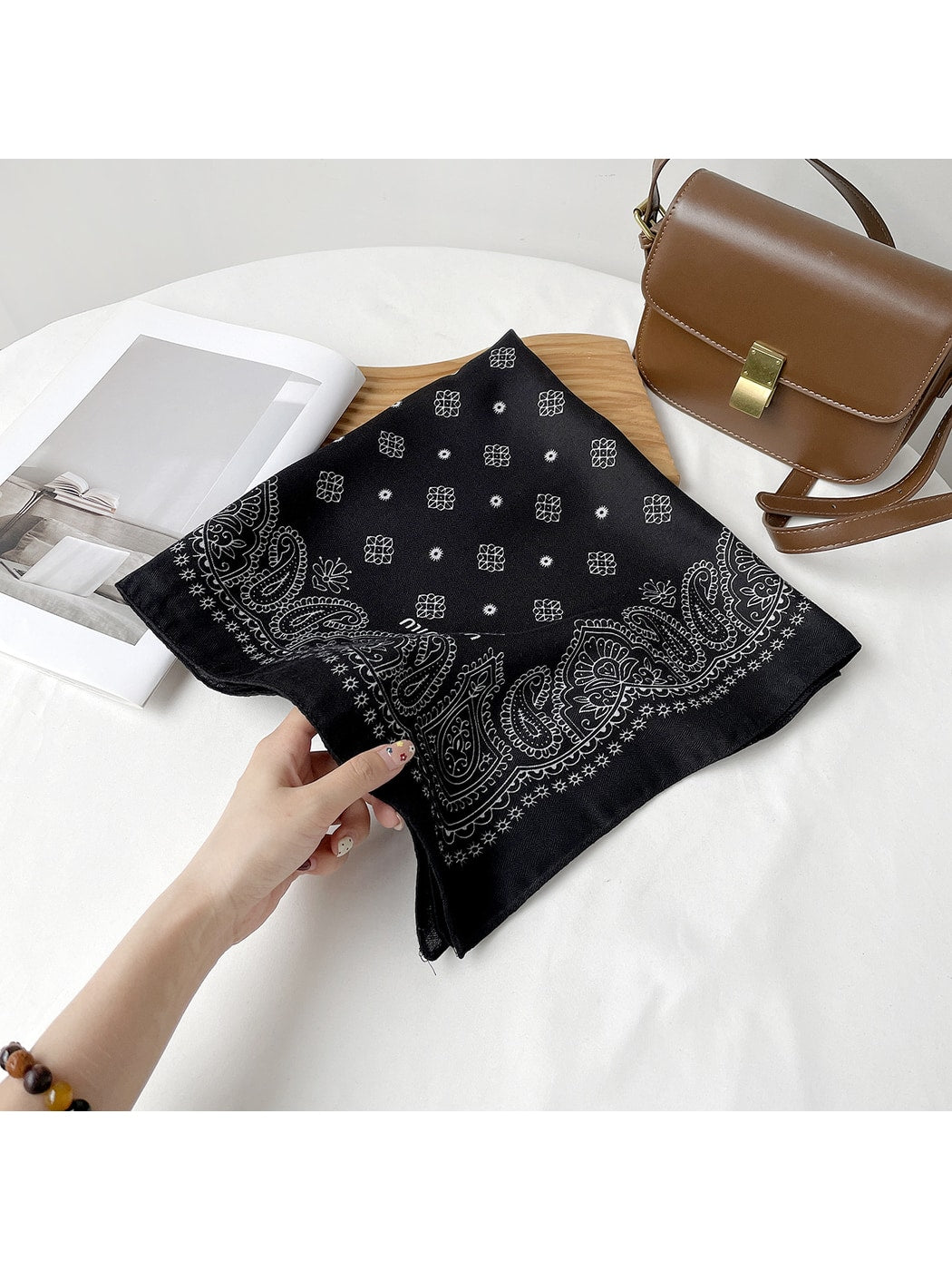 Scarvii - Paisley Border Print Square Scarf