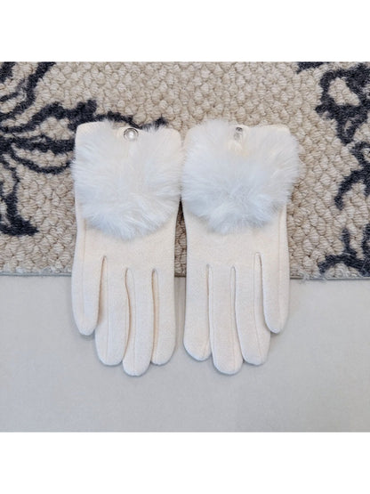 Scarvii - Faux Fur Cuff Touchscreen Winter Gloves