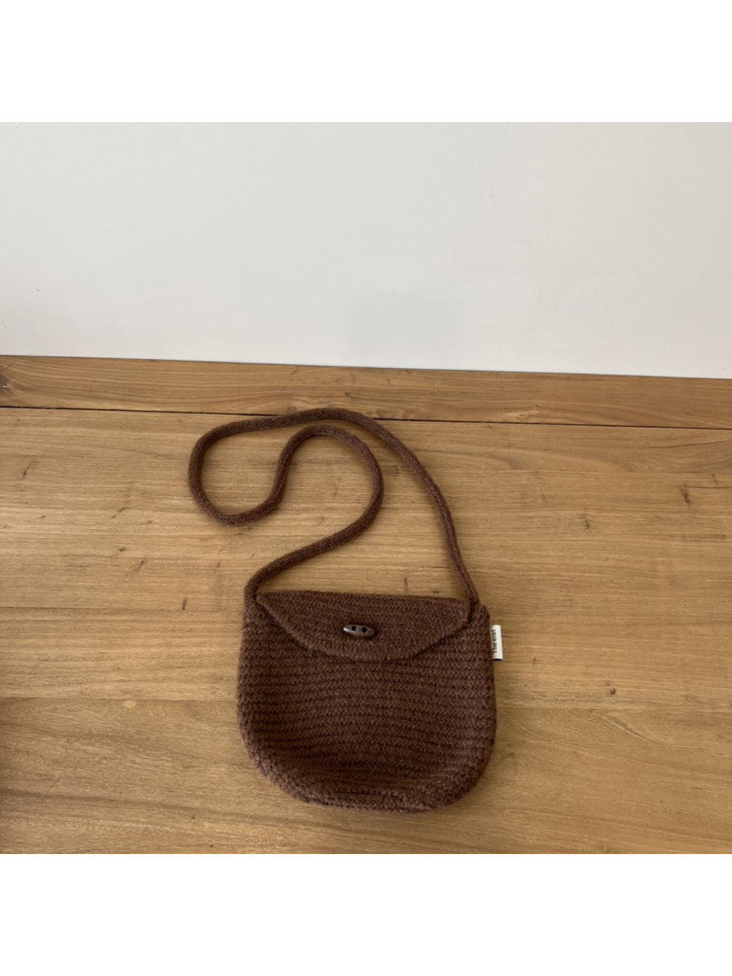 Cosbai - Textured Knit Button Flap Crossbody Bag