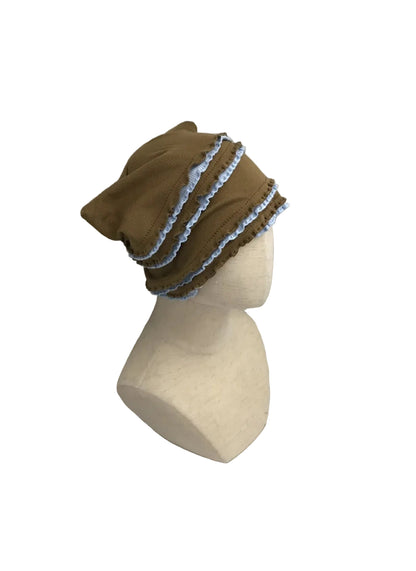 Haila - Layered Contrast Trim Slouchy Beanie