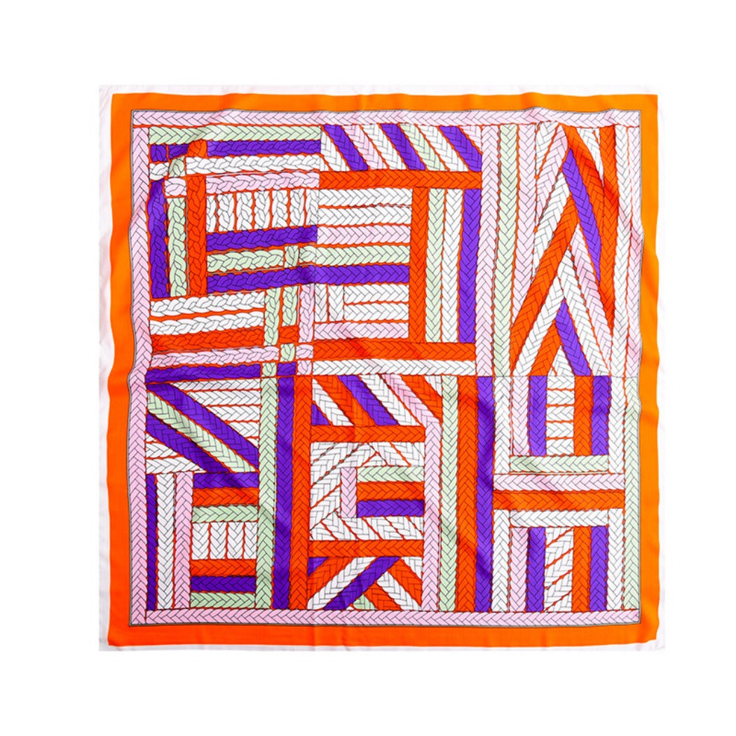 Scarvii - Twisted Stripe Print Square Scarf