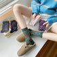 Rufia - Royal Floral Pattern Wide-Cuff Socks