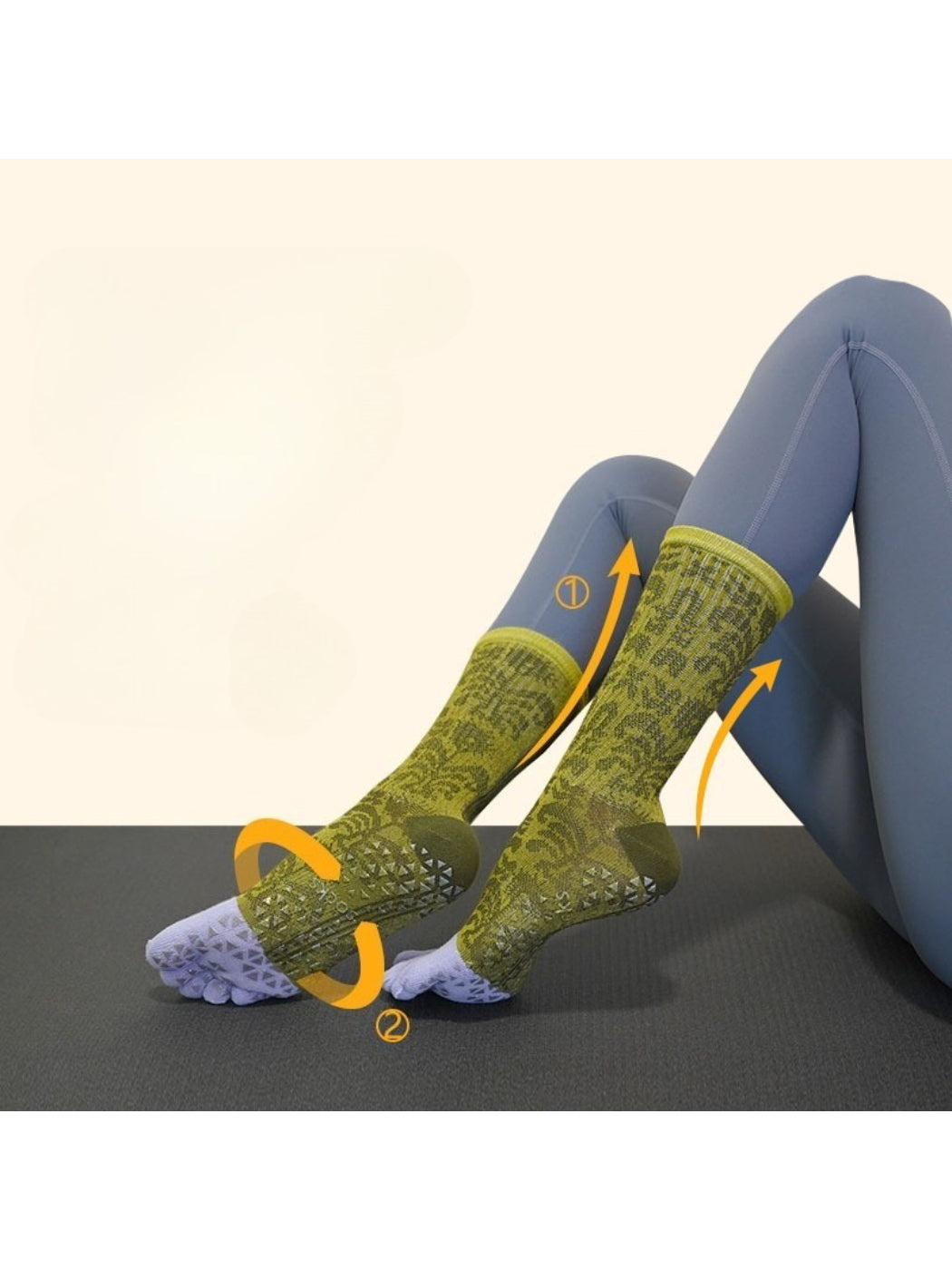 Rufia - Pattern Grip Long Five-Toe Training Socks
