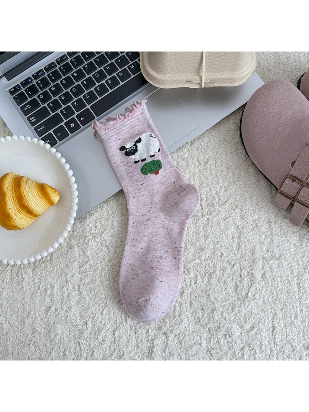 Rufia - Soft Ruffle Animal Motif Crew Socks