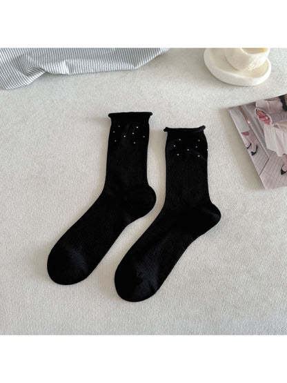 Rufia - Ruffle Ribbed Stripe Crew Socks - image 8