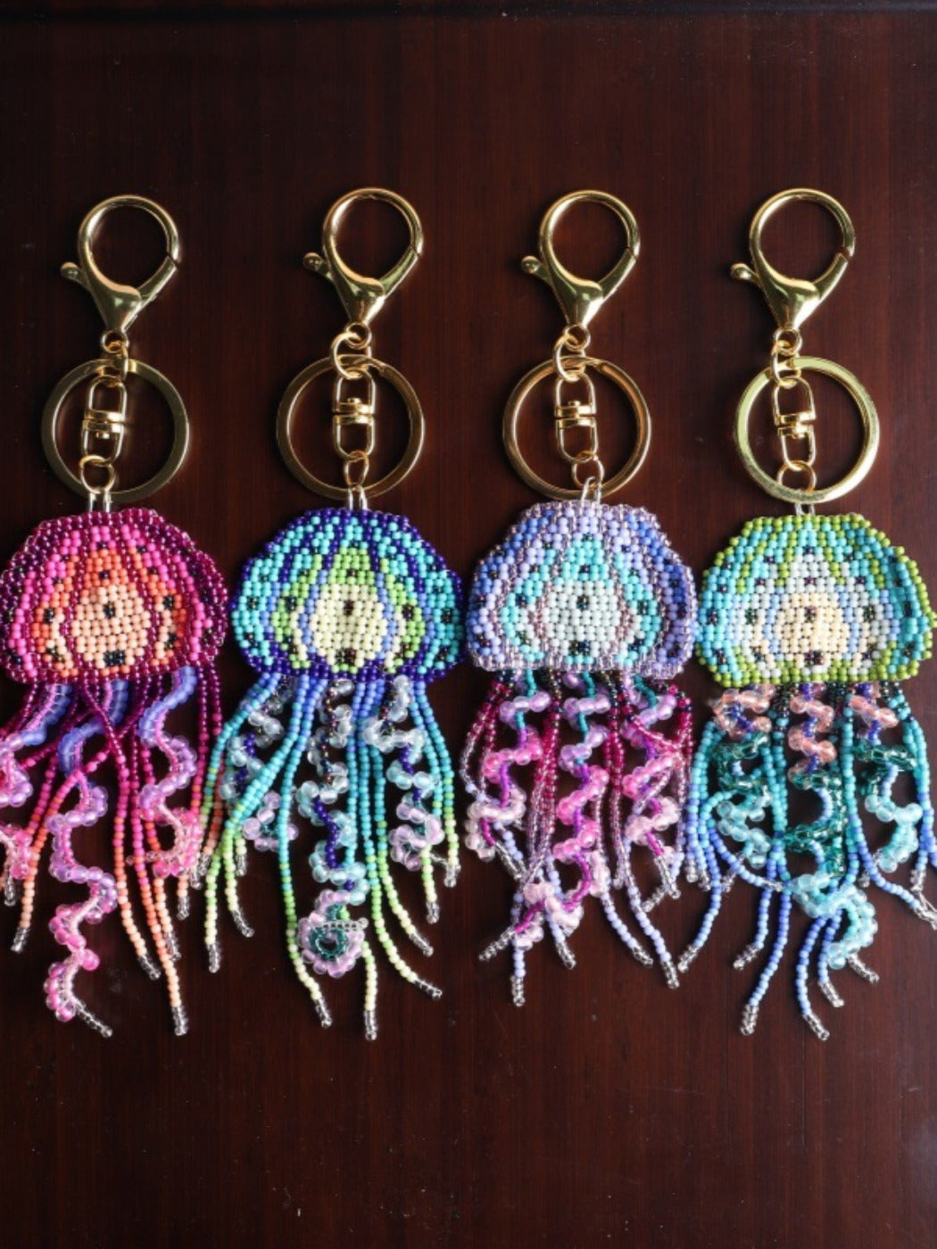 Koco Beaded Jellyfish Tassel Keychain Charm showing tassel detail