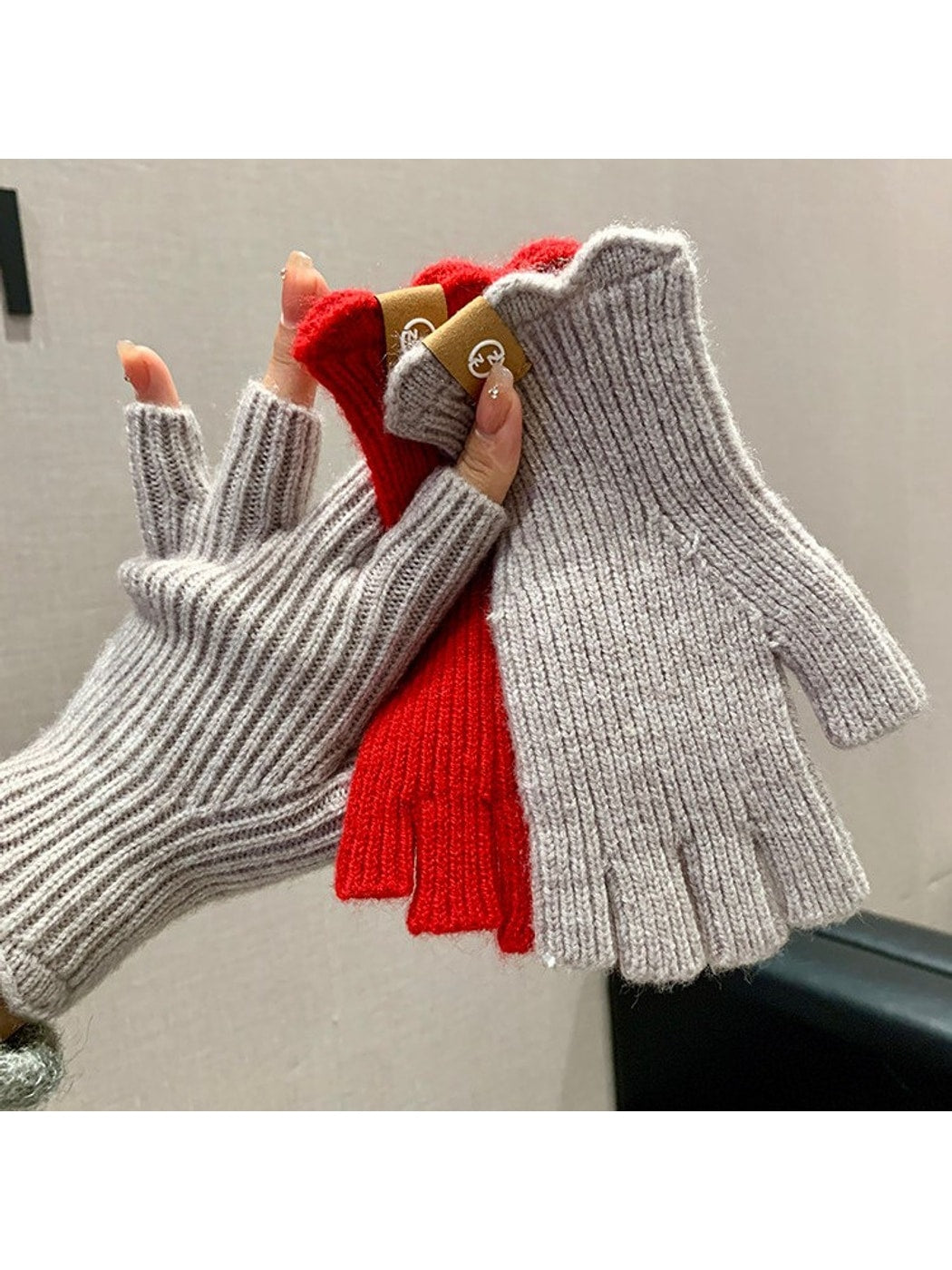 Gloving - Retro Ribbed Half Finger Winter Gloves