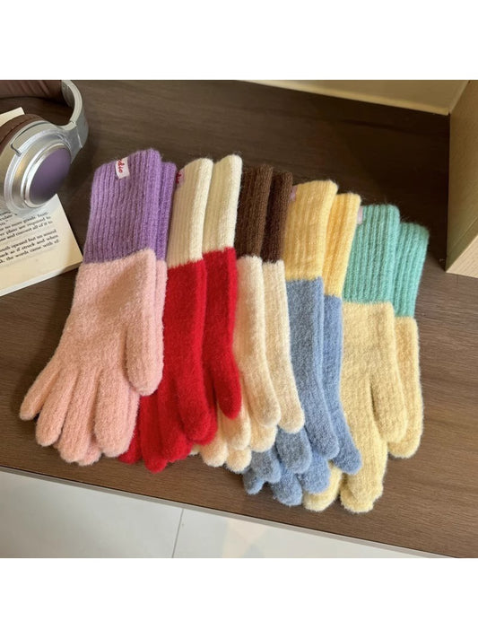 Gloving - Color Block Plush Finish Women's Winter Gloves