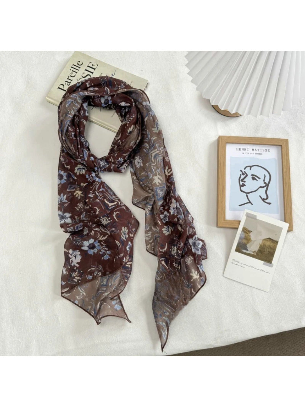 Scarvii - Sheer Floral Printed Scarf