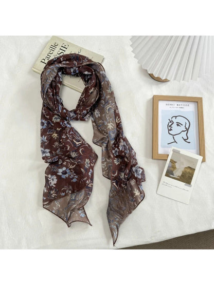Scarvii - Sheer Floral Printed Scarf