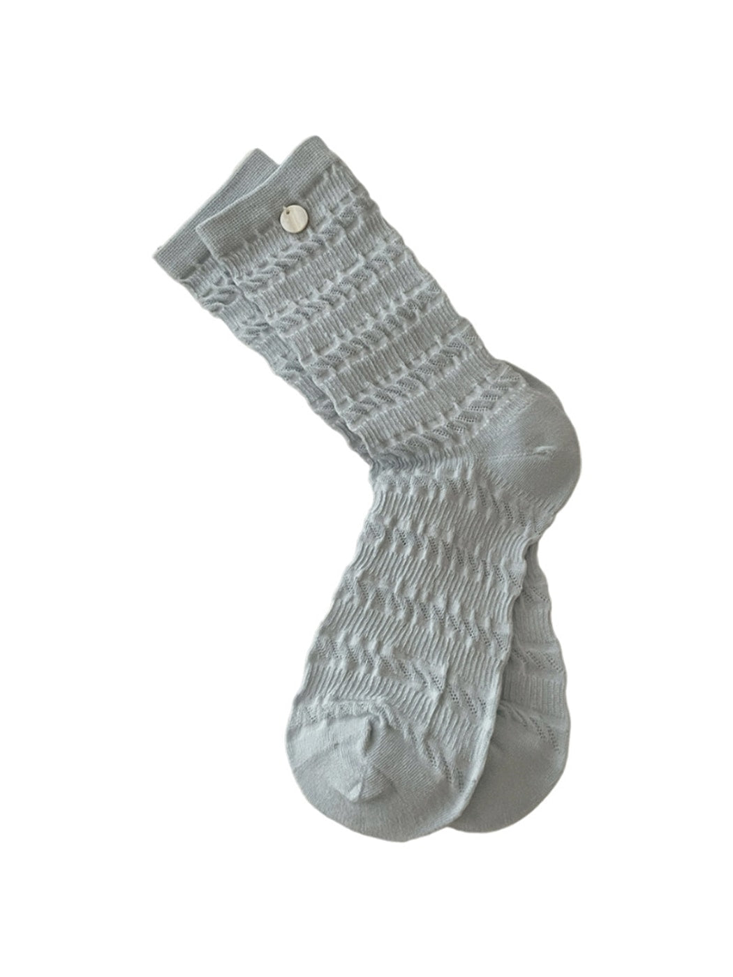 Rufia - Solid Button Decor Crew Socks