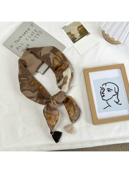 Scarvii - Edgy Printed Tassel Trim Square Scarf