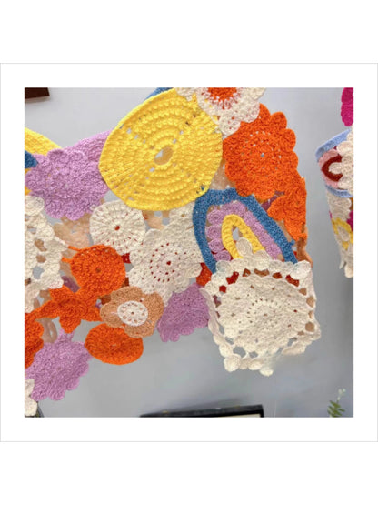 Crosa - Multicolor Crochet Flower Top Sweater