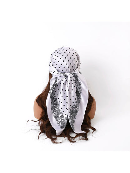 Scarvii - Polka Dot Printed Border Square Scarf