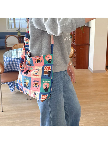 Cosbai - Cute Cat Dessert Print Casual Crossbody Bag