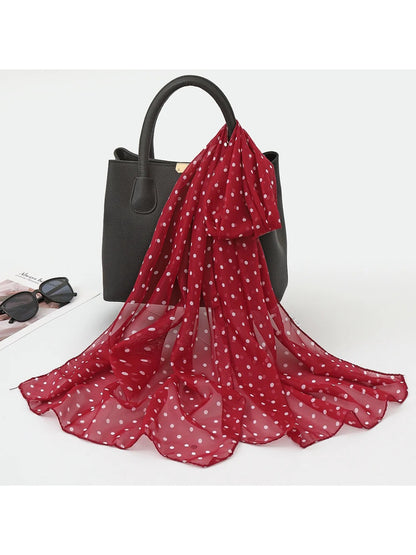 Scarvii - Mini Polka Dot Lightweight Long Scarf