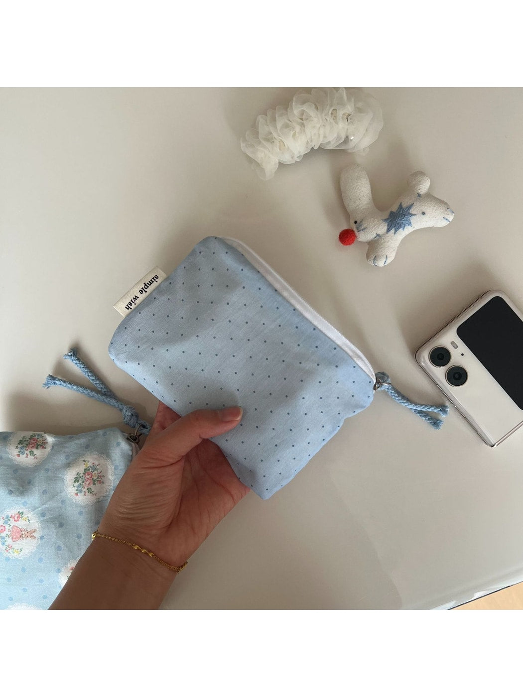 Cosbai - Classic Pattern Zip Pouch Bag
