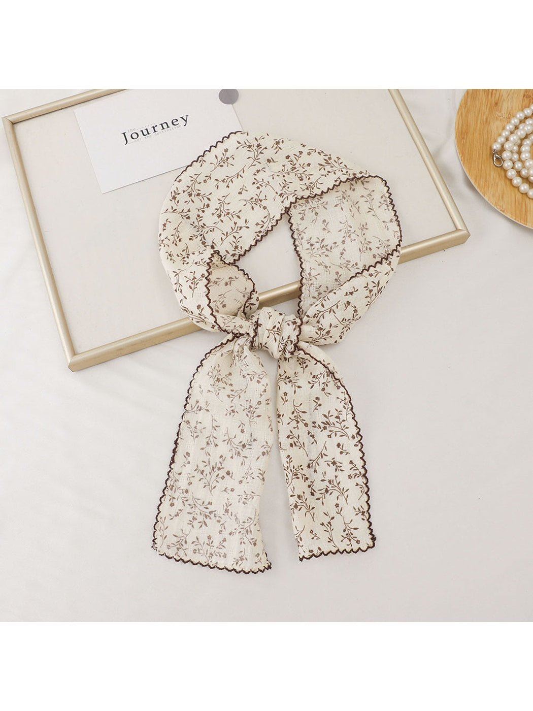 Scarvii - Printed Floral Neck Styling Narrow Scarf