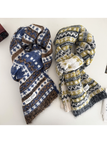 Scarvii - Nordic Fair Isle Fuzzy Scarf