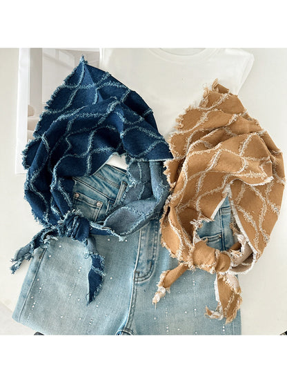 Scarvii - Denim Style Quilted Triangle Scarf