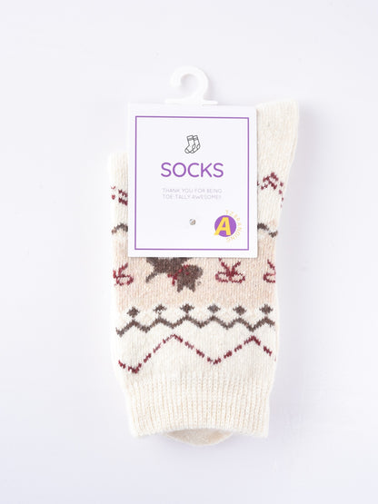 Rufia - Adorable Dog Pattern Thickened Mid-Calf Socks