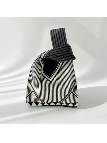 Cosbai - Classic Minimalist Striped Knit Handbag