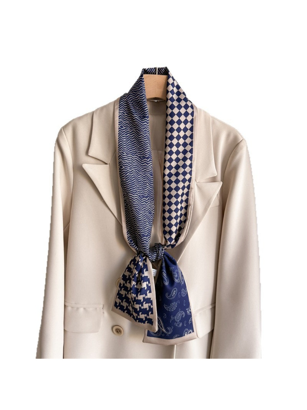 Scarvii - Patchwork Contrast Skinny Scarf