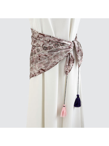 Scarvii - Elegant Print Tassel Square Scarf