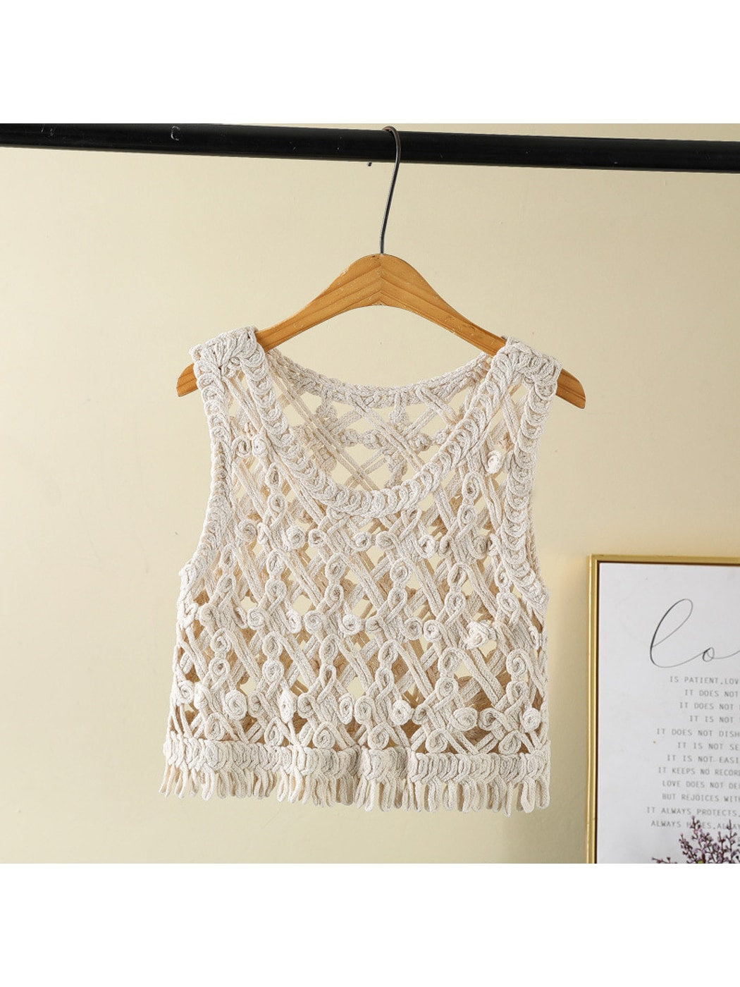 Crosa - Geometric Hollow-Out Sleeveless Knit Vest