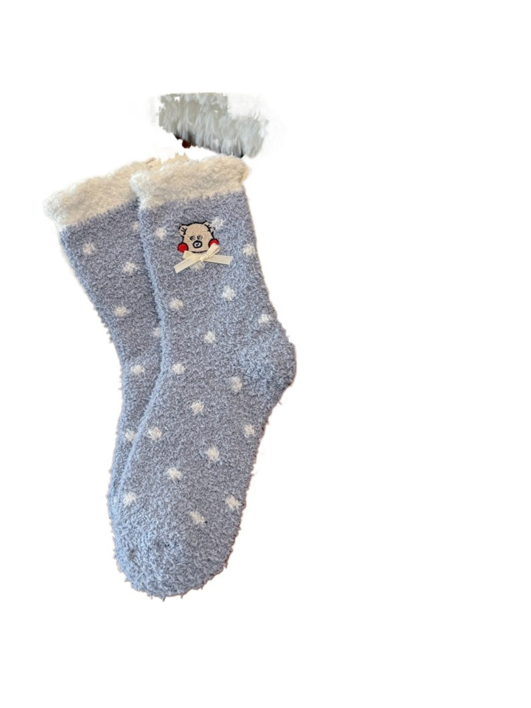 Rufia - Embroidered Cartoon Face & Ribbon Bow Crew Socks