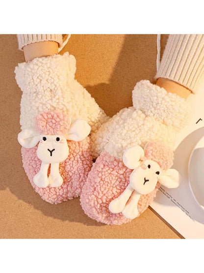 Gloving - Cartoon Lamb Slip-On Plush Winter Mittens