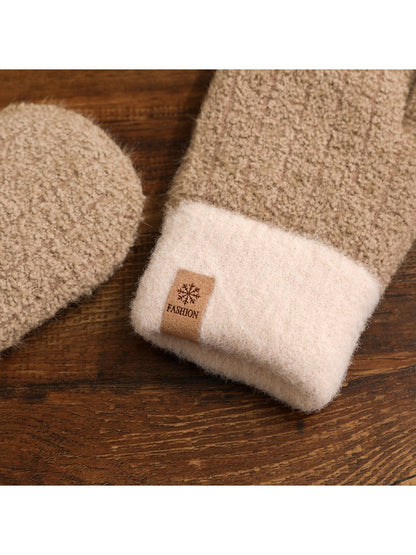 Gloving - Women's Winter Solid Color Plush Mittens