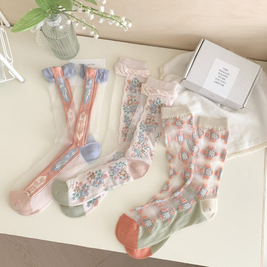 Rufia - Summer Floral Sheer Socks