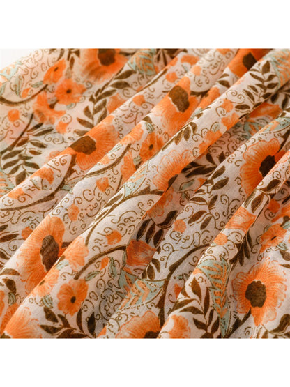 Scarvii - Boho Floral Print Tassel Scarf