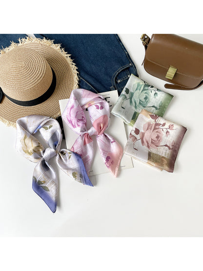 Scarvii - Floral Print Square Scarf
