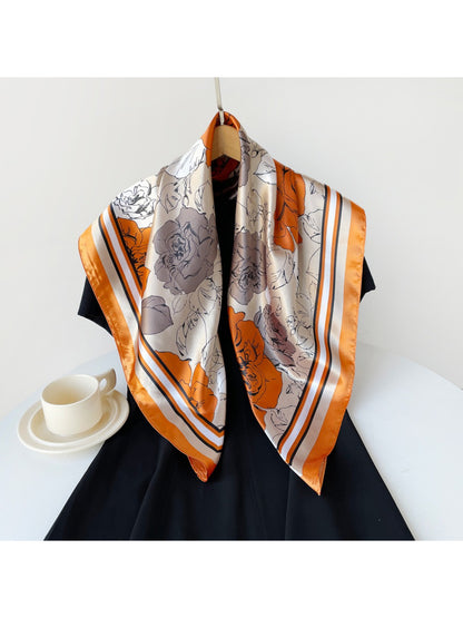 Scarvii - Retro Bloom Color Block Square Scarf