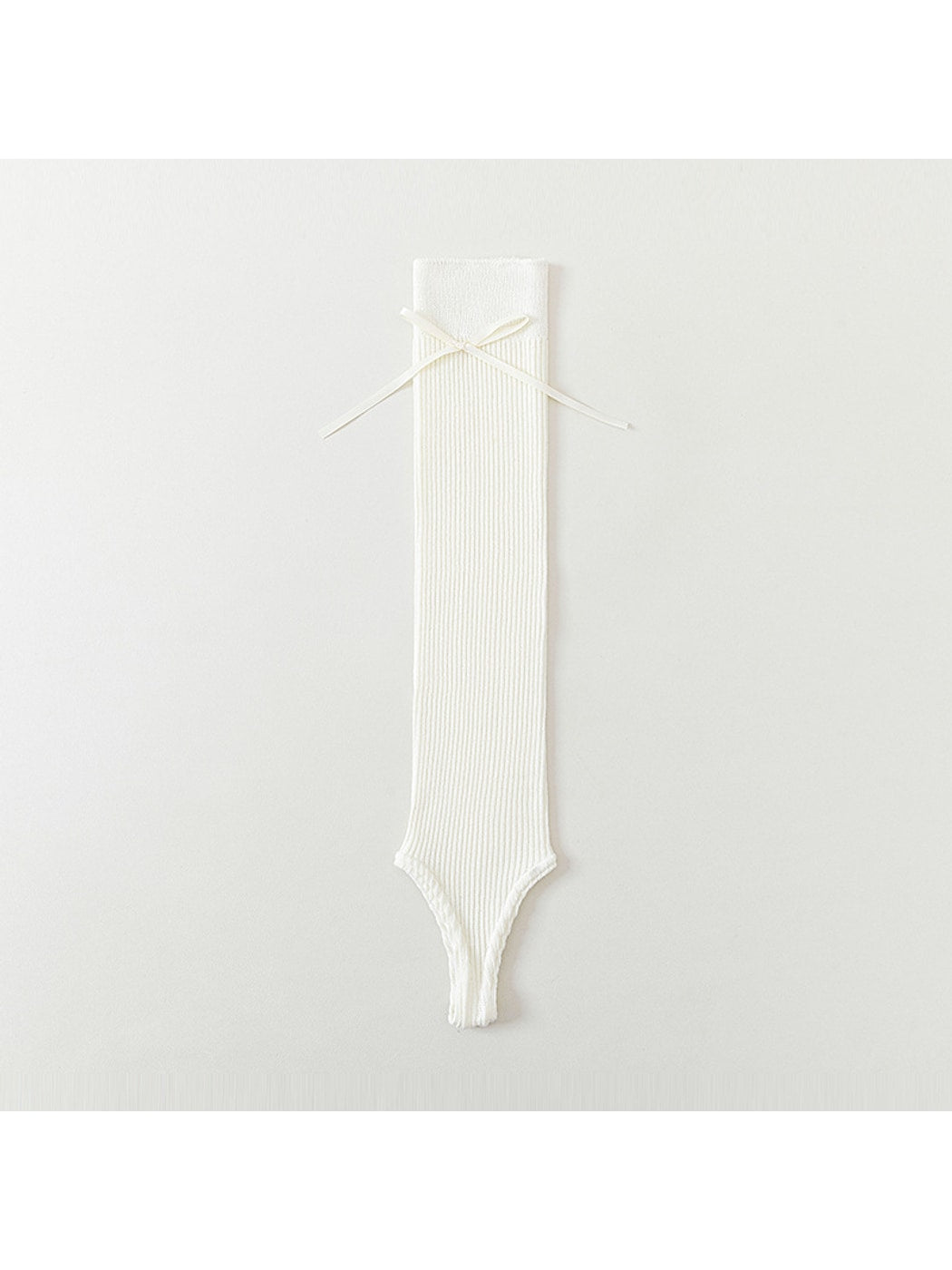 Cozyra - Ribbon-Tie Ribbed Stirrup Leg Warmers