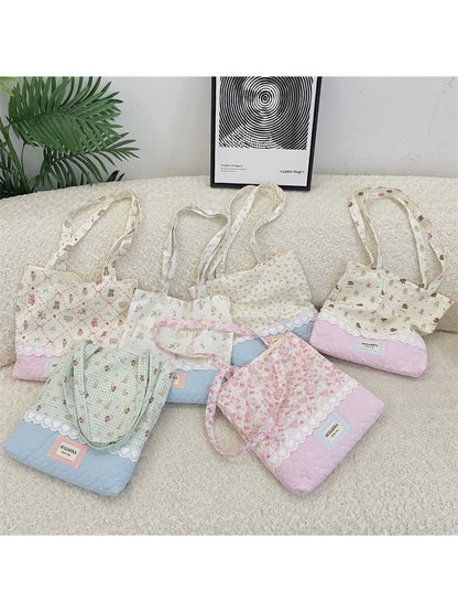 Cosbai - Floral Print Tote Shoulder Bag